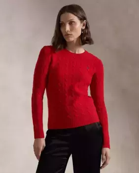 Женский свитер косой вязки с круглым вырезом Polo Ralph Lauren, красный