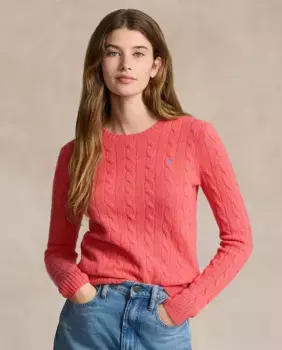 Женский свитер косой вязки с круглым вырезом Polo Ralph Lauren, коралловый