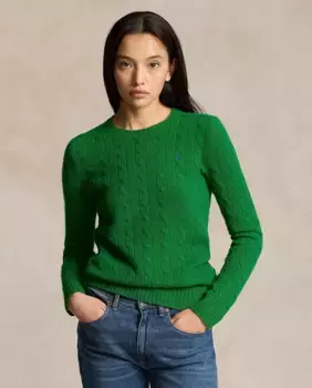 Женский свитер косой вязки с круглым вырезом Polo Ralph Lauren, зеленый