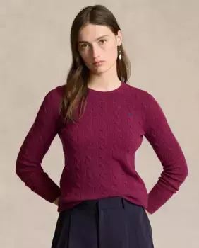 Женский свитер косой вязки с круглым вырезом Polo Ralph Lauren, цвет Granate