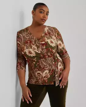 Женский свитер-кроссовер с цветами Lauren Ralph Lauren Woman, мультиколор