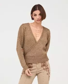 Женский свитер-кроссовер с V-образным вырезом NKN Nekane, коричневый