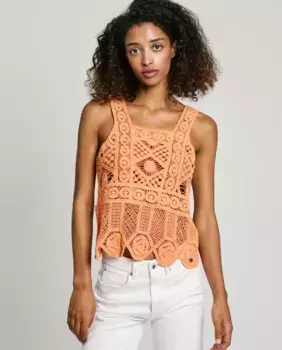 Женский свитер крючком с бретелями Pepe Jeans, оранжевый