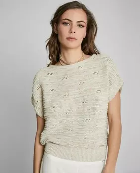 Женский свитер крючком с короткими рукавами Trucco, бежевый