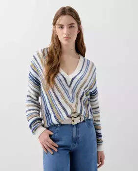 Женский свитер крючком с V-образным вырезом Scalpers, синий