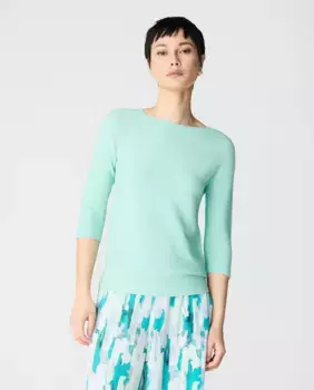 Женский свитер круглый вырез 3/4 рукав ткань тиснение Escorpion, светло-зеленый