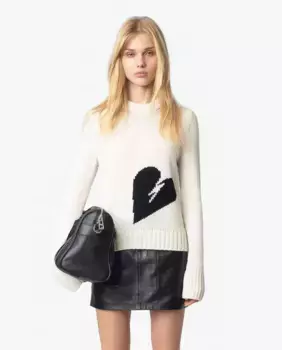 Женский свитер Malty из 100% мериносовой шерсти с сердечком Zadig & Voltaire, цвет Crudo