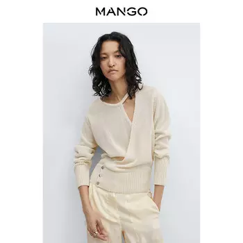 Женский свитер Mango короткий вязаный, светло-бежевый