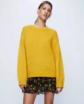 Женский свитер мягкой вязки с заниженными плечами Wild Pony, желтый