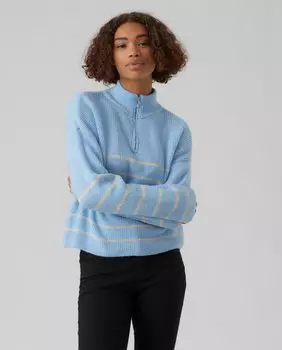 Женский свитер на молнии с длинными рукавами Vero Moda, светло-синий