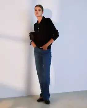 Женский свитер необычной вязки с воротником-поло Woman El Corte Ingls, черный