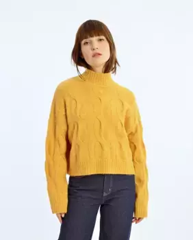 Женский свитер объемной вязки косой вязки Lili Sidonio, цвет Mostaza