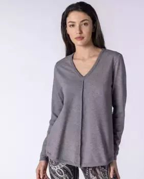 Женский свитер одинарной вязки с длинными рукавами и V-образным вырезом Naulover, светло-серый