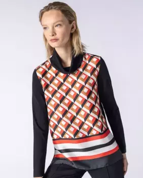 Женский свитер одинарной вязки с принтом спереди Naulover, черный