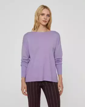 Женский свитер одинарной вязки с вырезом «лодочка» Paz Torras, цвет Lila