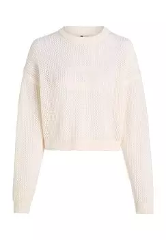 Женский свитер открытой вязки с логотипом TOMMY Jeans, цвет Ybh Ancient White