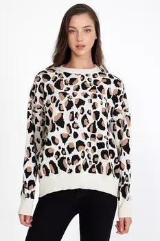 Женский свитер оверсайз с леопардовым узором Rodi, камень