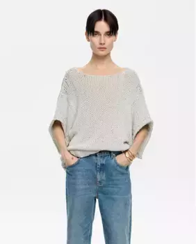 Женский свитер оверсайз с люрексом Bimba y Lola, серебряный