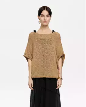 Женский свитер оверсайз с люрексом Bimba y Lola, золотой