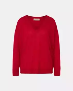 Женский свитер оверсайз с V-образным вырезом Woman Limited El Corte Ingls, красный