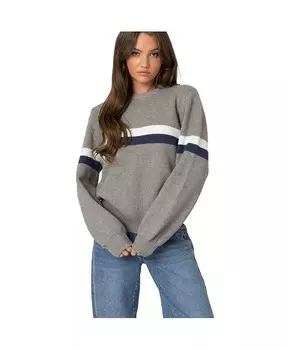 Женский свитер оверсайз в морскую полоску Edikted, серый