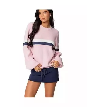 Женский свитер оверсайз в морскую полоску Edikted, розовый