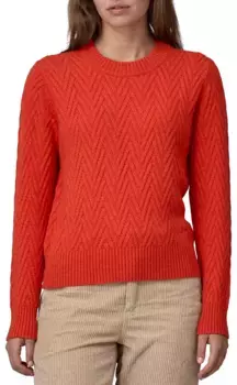 Женский свитер Patagonia из переработанной шерсти с круглым вырезом, цвет Chevron Cable Madder Red