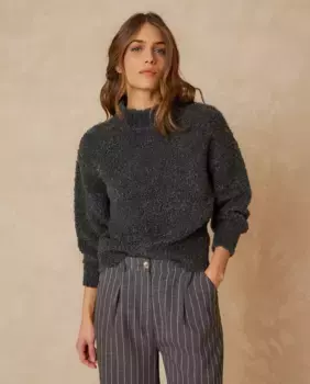 Женский свитер Perkins с длинными рукавами и воротником-стойкой Indi & Cold, темно-серый