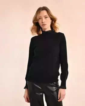 Женский свитер Poet с длинными рукавами и рюшами Molly Bracken, черный