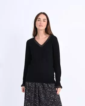 Женский свитер Poet с длинными рукавами и рюшами Molly Bracken, черный