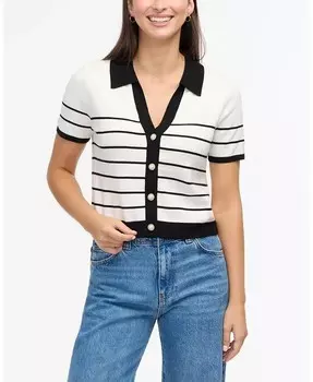 Женский свитер-поло с контрастной отделкой Ellen Tracy, коричневый/бежевый