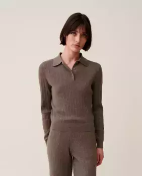 Женский свитер-поло в рубчик Claudie Pierlot, цвет Topo