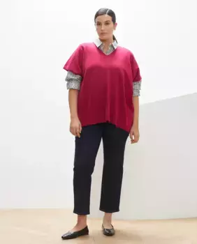 Женский свитер-пончо с короткими рукавами Couchel, фуксия