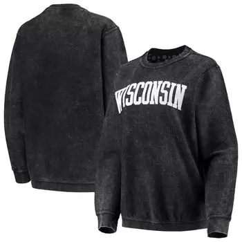 Женский свитер Pressbox Black Wisconsin Badgers с удобным шнурком в винтажном стиле, базовый пуловер с аркой