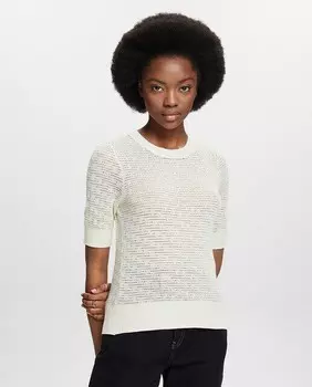 Женский свитер-пуанте с льном Esprit Collection, белый