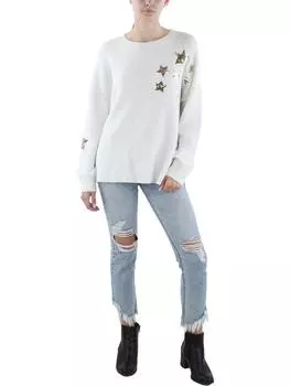 Женский свитер-пуловер из мериносовой шерсти с пайетками CeCe, слоновая кость