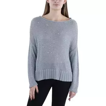 Женский свитер-пуловер из органического хлопка с пайетками Eileen Fisher, цвет geysr