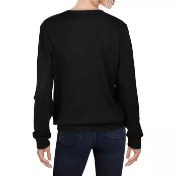 Женский свитер-пуловер с круглым вырезом и стразами Yal New York, черный