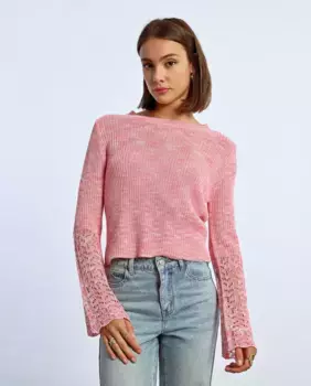 Женский свитер с ажурной пряжей в технике тай-дай Lili Sidonio, розовый