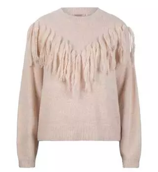 Женский свитер с бахромой светло-песочного цвета ESQUALO, цвет light sand