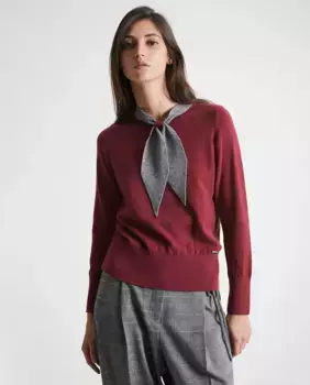 Женский свитер с бантом на шее Trucco, цвет Granate