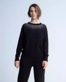 Женский свитер с блестками Emilia Niza, чёрный