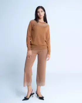 Женский свитер с блестками Emilia Niza, коричневый