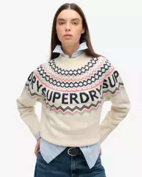 Женский свитер с брендом Fairisle Superdry, цвет Crudo