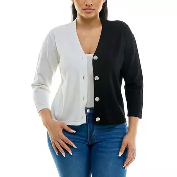 Женский свитер с цветными блоками Nina Leonard, цвет Ivory Black