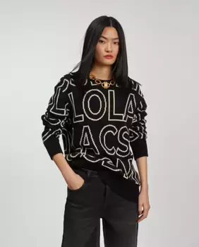 Женский свитер с длинным рукавом и буквенным принтом Lola Casademunt, черный