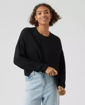 Женский свитер с длинным рукавом и круглым вырезом Vero Moda, черный