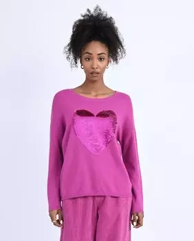 Женский свитер с длинным рукавом и пайетками в форме сердца Molly Bracken, фуксия