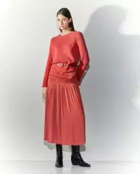 Женский свитер с длинным рукавом и воротником Tintoretto, красный