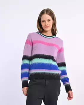 Женский свитер с длинным рукавом в полоску и принтом Lili Sidonio, фиолетовый